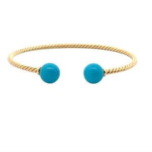 David Yurman 18k gold & Turqoise! Gold and Turquoise Open Cuff Bracelet
